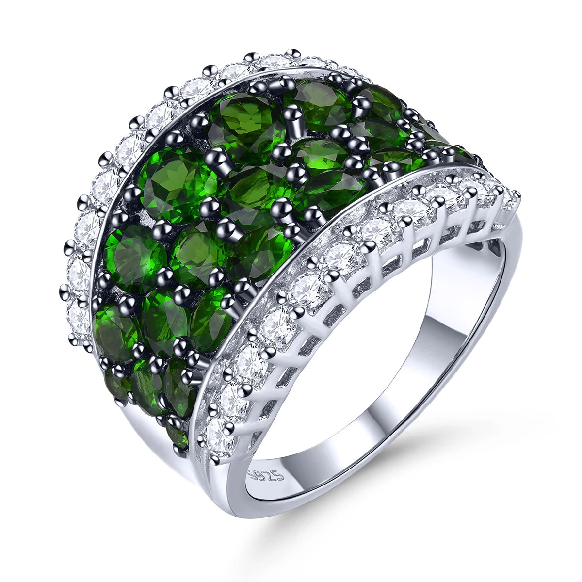 925 Sterling Silver Chrome Diopside Ring