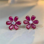 White Gold Plated Sapphire Stud Earrings