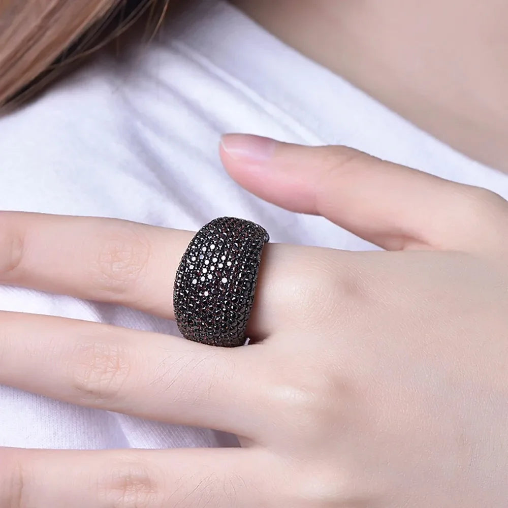 925 Sterling Silver Zircon Pave Ring