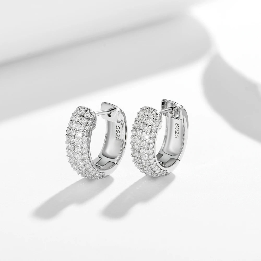 925 Sterling Silver Moissanite Hoop Earrings