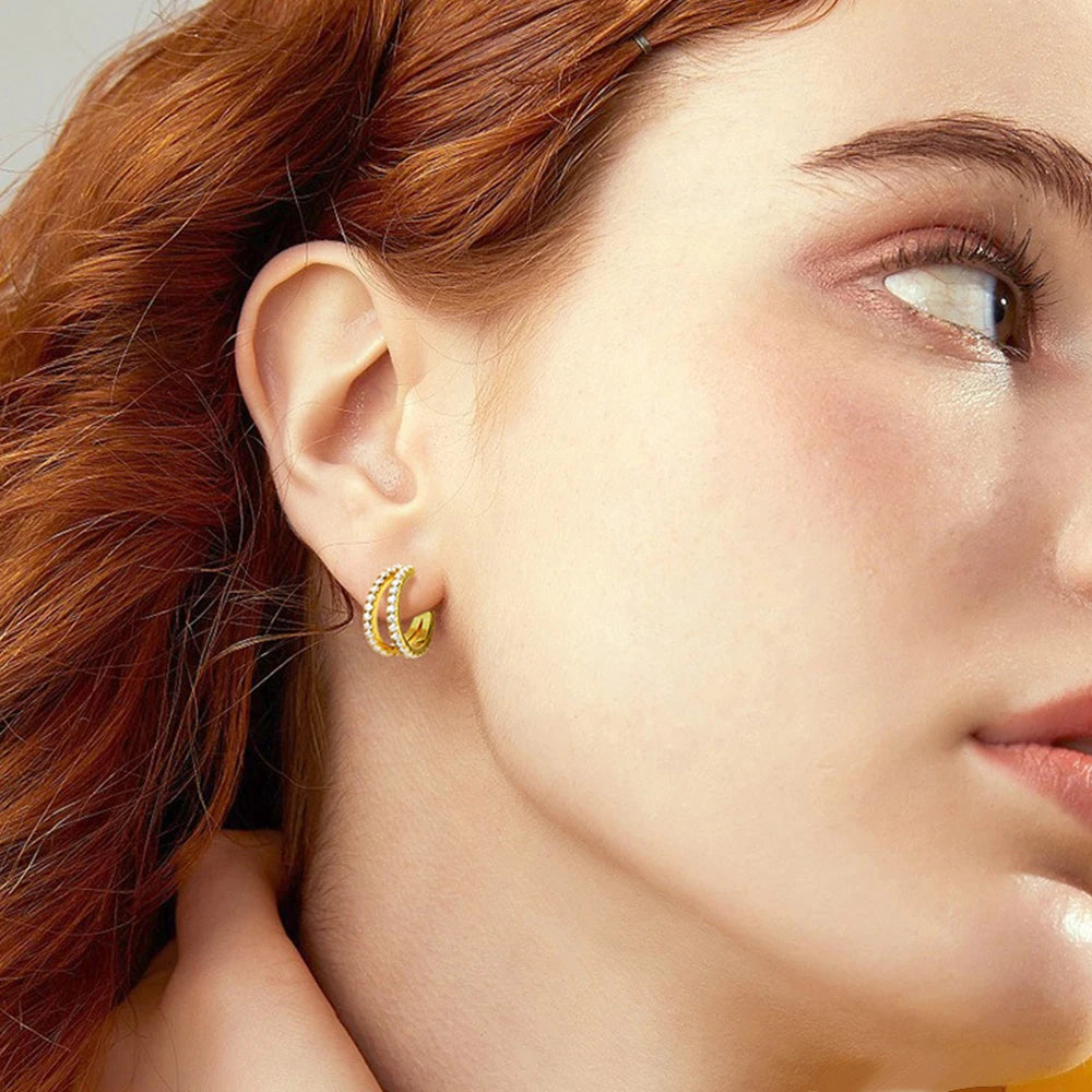 925 Sterling Silver 18K Gold Plated Earrings