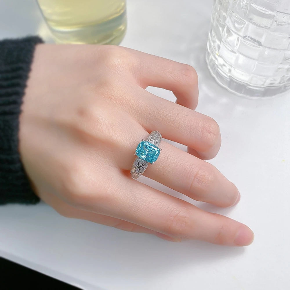 925 Sterling Silver Paraiba Tourmaline Gemstone Ring