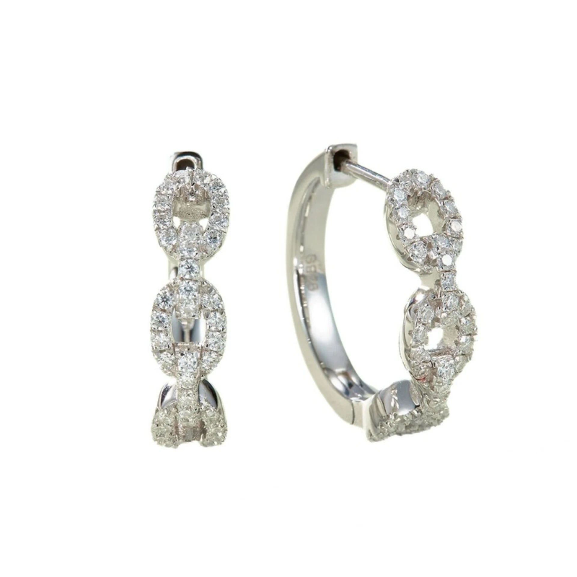 925 Sterling Silver Moissanite Diamonds Gems Hoop Earrings