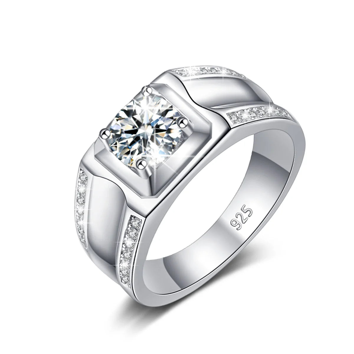 925 Sterling Silver Hip Hop Moissanite Ring