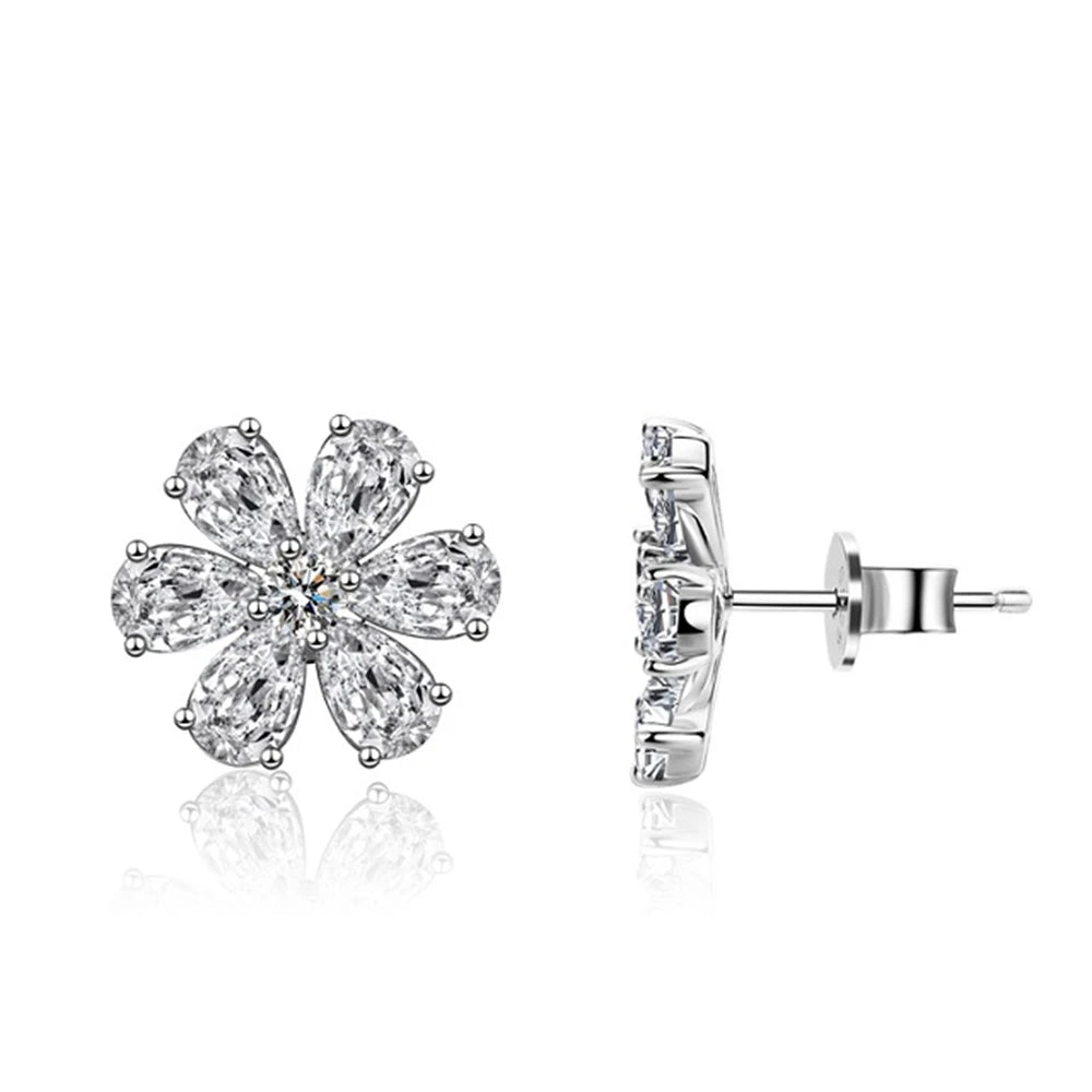 White Gold Plated Sapphire Stud Earrings