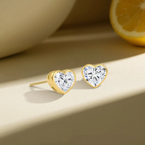14k Gold Moissanite Diamond Heart Earrings