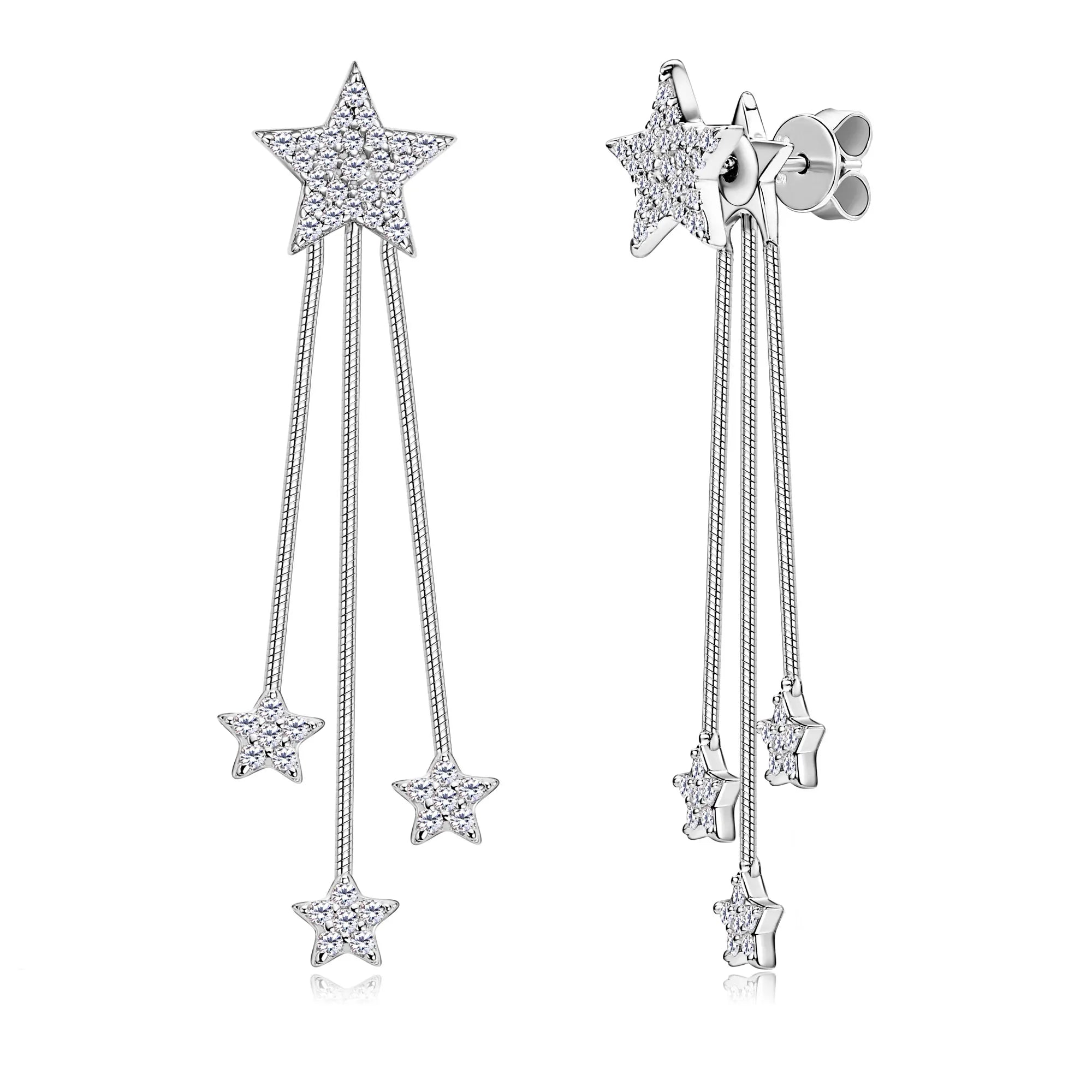 925 Sterling Silver Moissanite Star Drop Earrings
