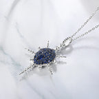 925 Sterling Silver Sparkling Blue Zircon Cross Pendant Necklace