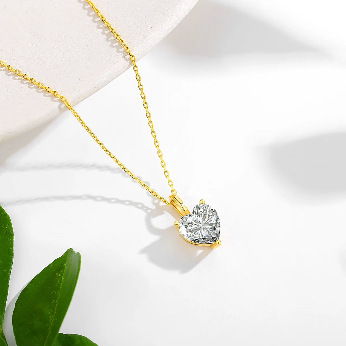 14K Gold Heart Shaped Moissanite Necklace