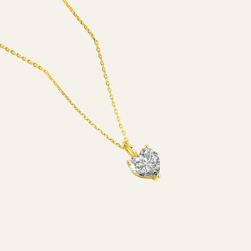 14K Gold Heart Shaped Moissanite Necklace