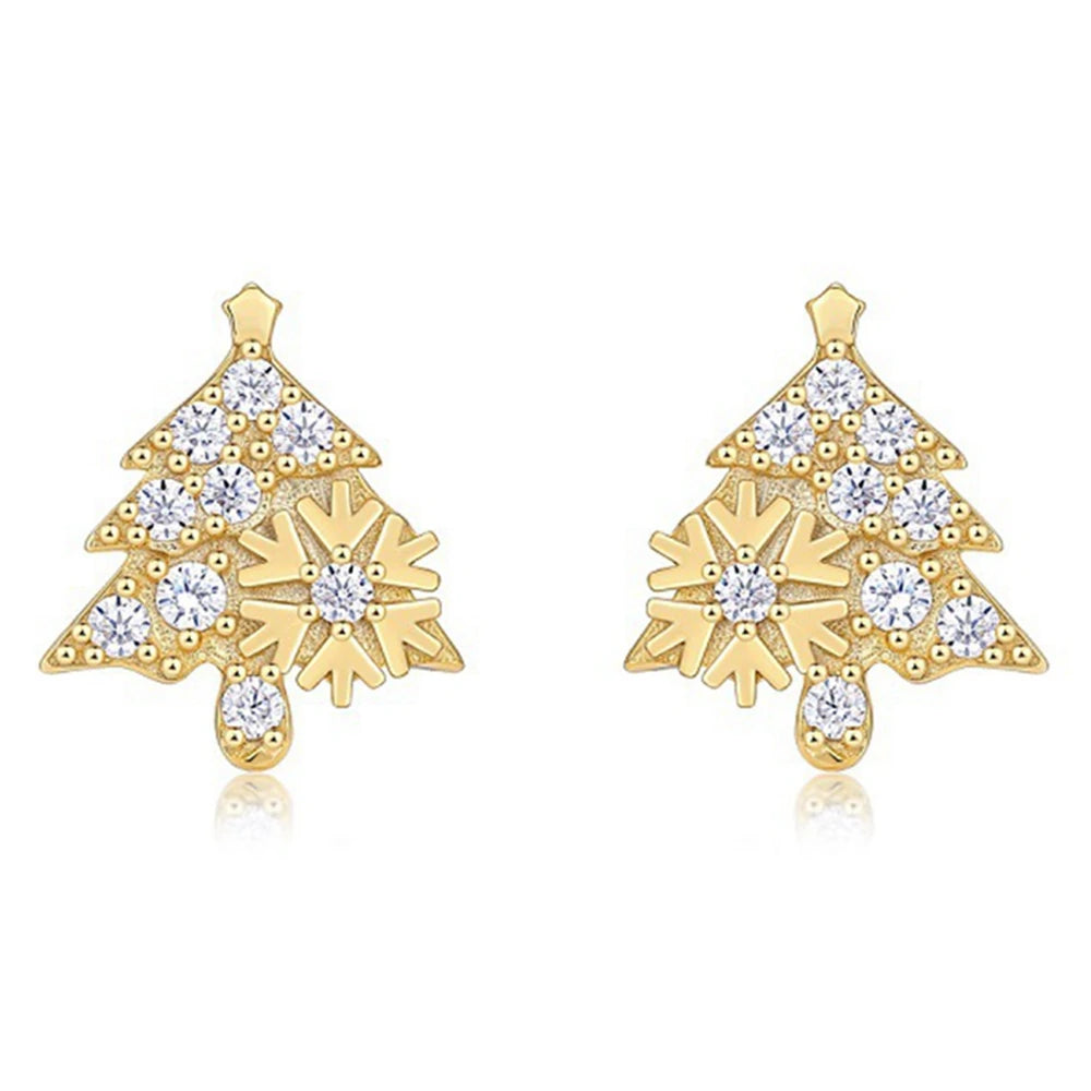 925 Sterling Silver Moissanite Christmas Tree Stud Earrings