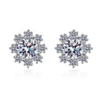 925 Sterling Silver Snowflake Moissanite Stud Earrings
