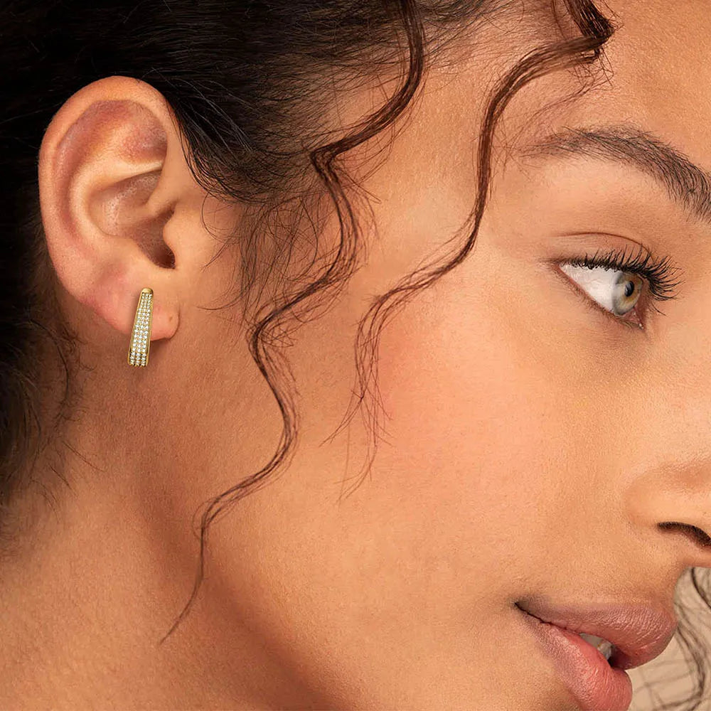 925 Sterling Silver Full Iced Out Moissanite U Shape Hoop Earrings