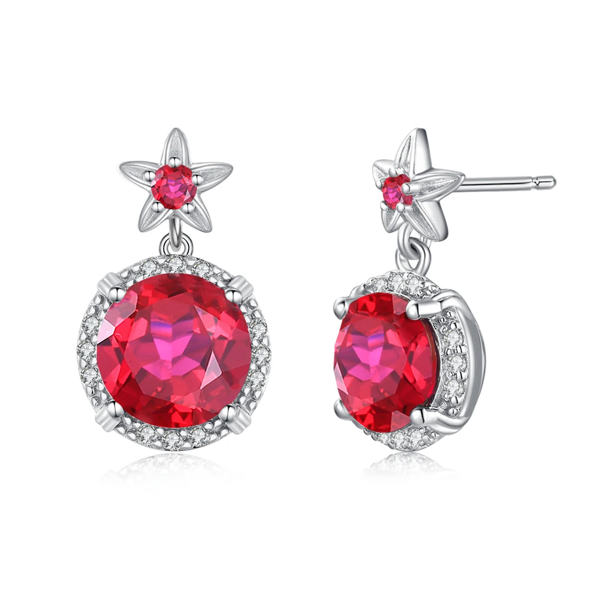 925 Sterling Silver Gemstone Garnet Crystal Earrings