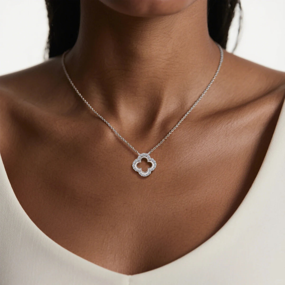 Four Leaf Clover Moissanite Pendant Necklace