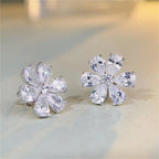 White Gold Plated Sapphire Stud Earrings