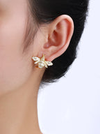 925 Sterling Silver Zirconia Bees Earrings