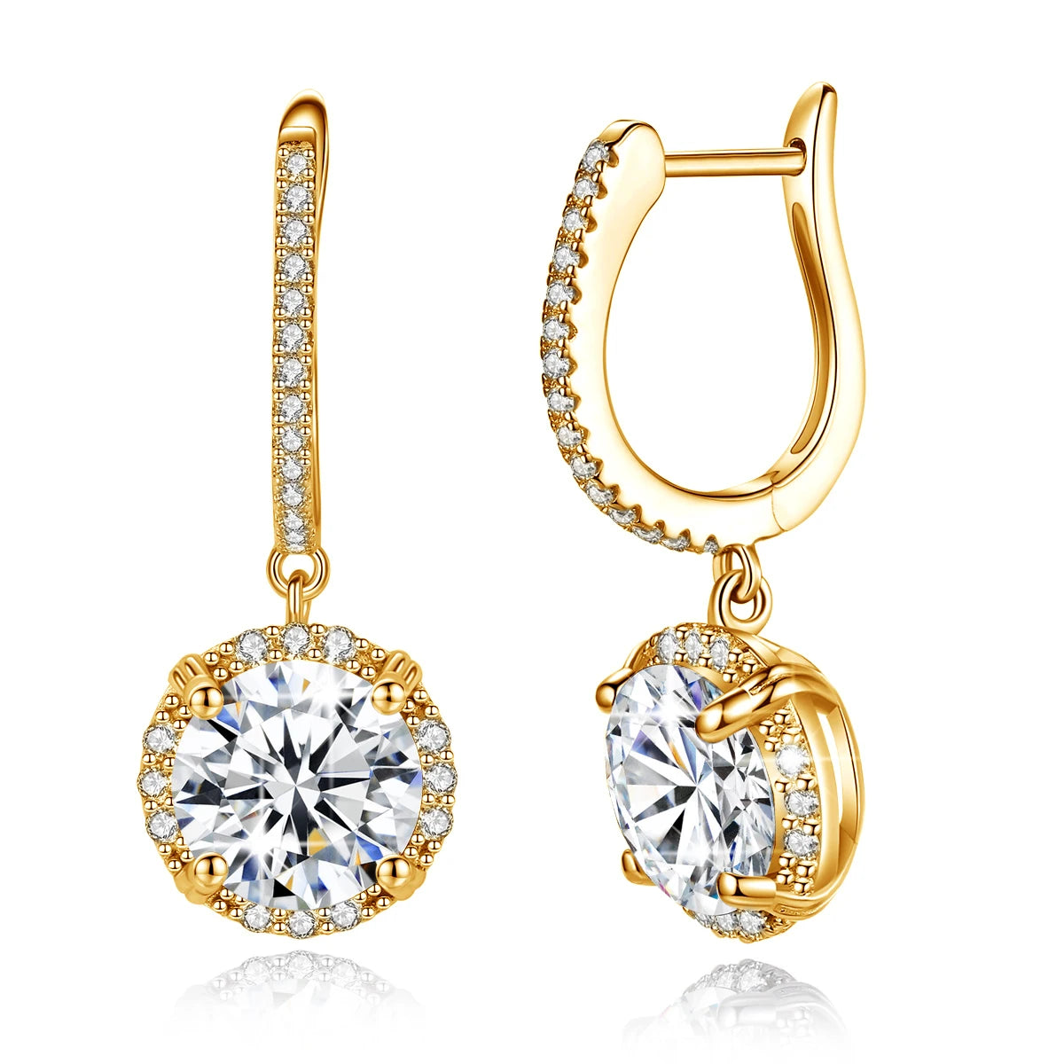 Round Cut Moissanite Drop Earrings