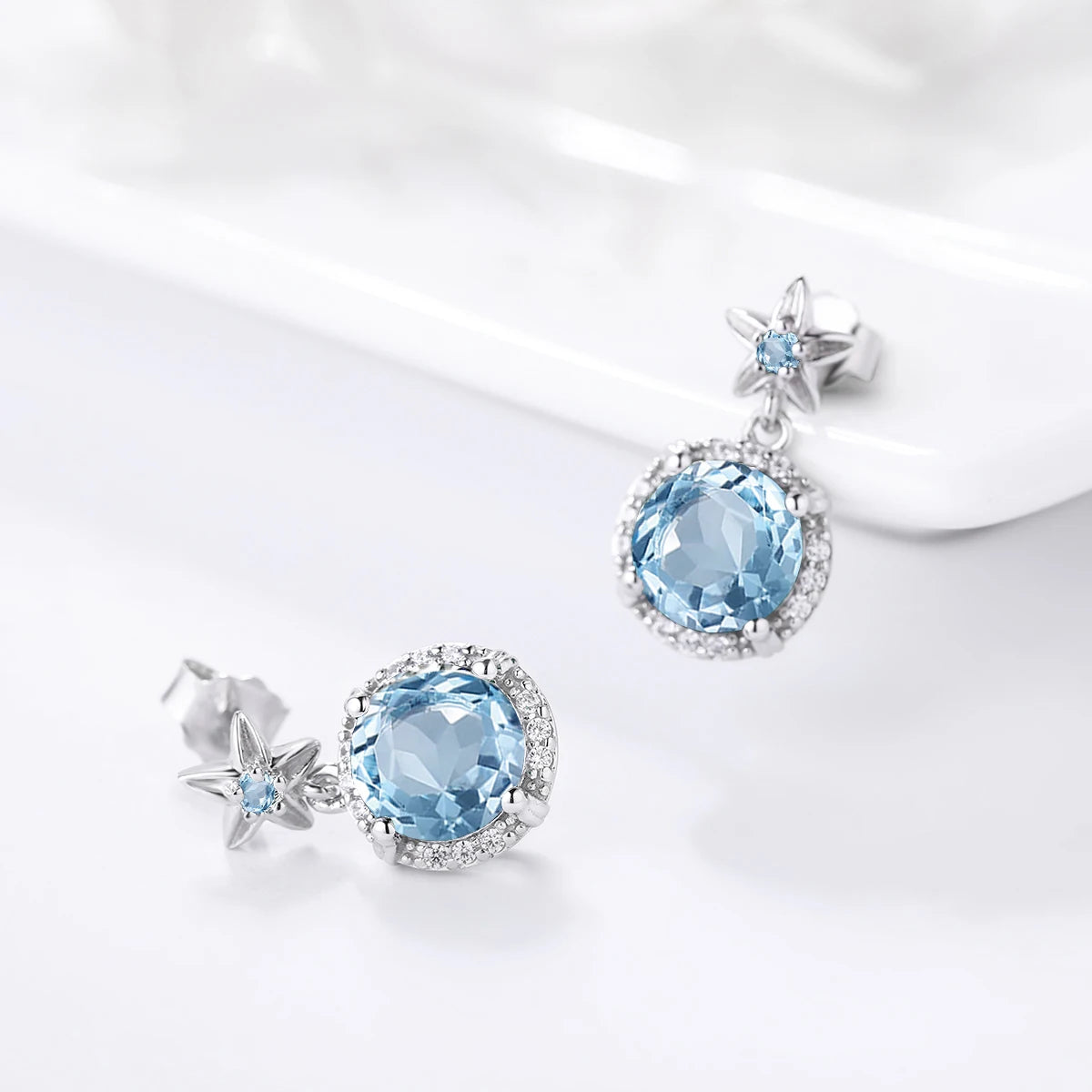 925 Sterling Silver Gemstone Garnet Crystal Earrings