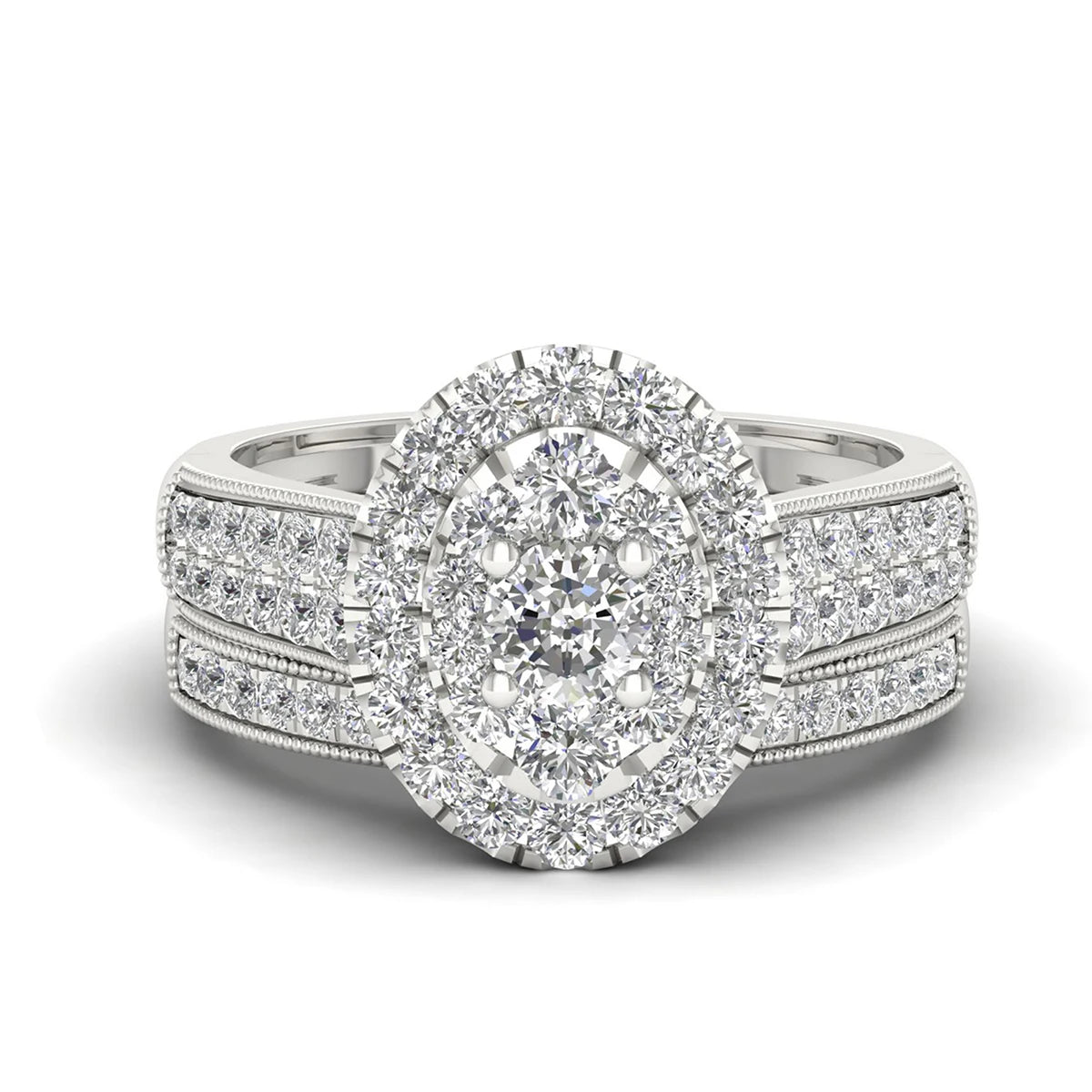 2PC 925 Sterling Silver Moissanite Ring