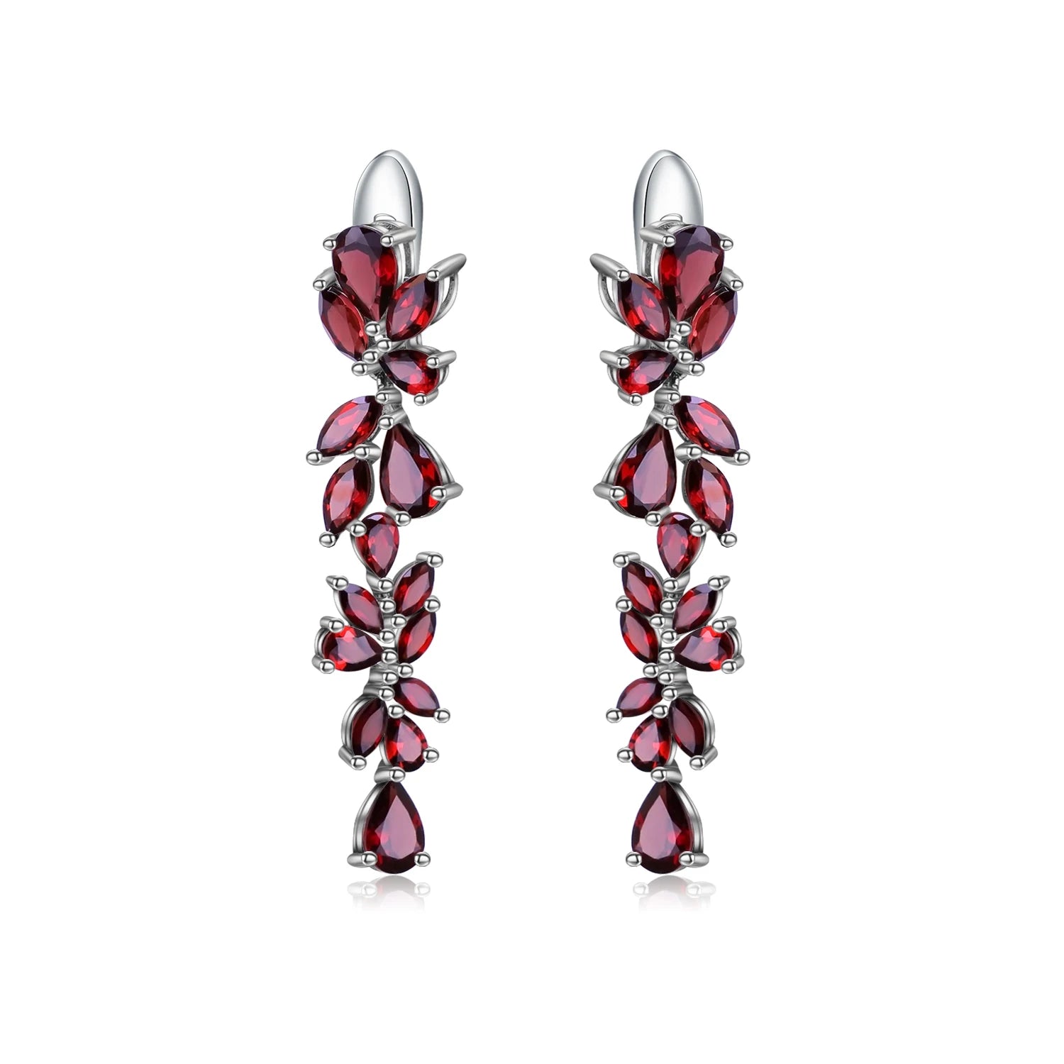 Red Garnet Leaves Drop Earrings