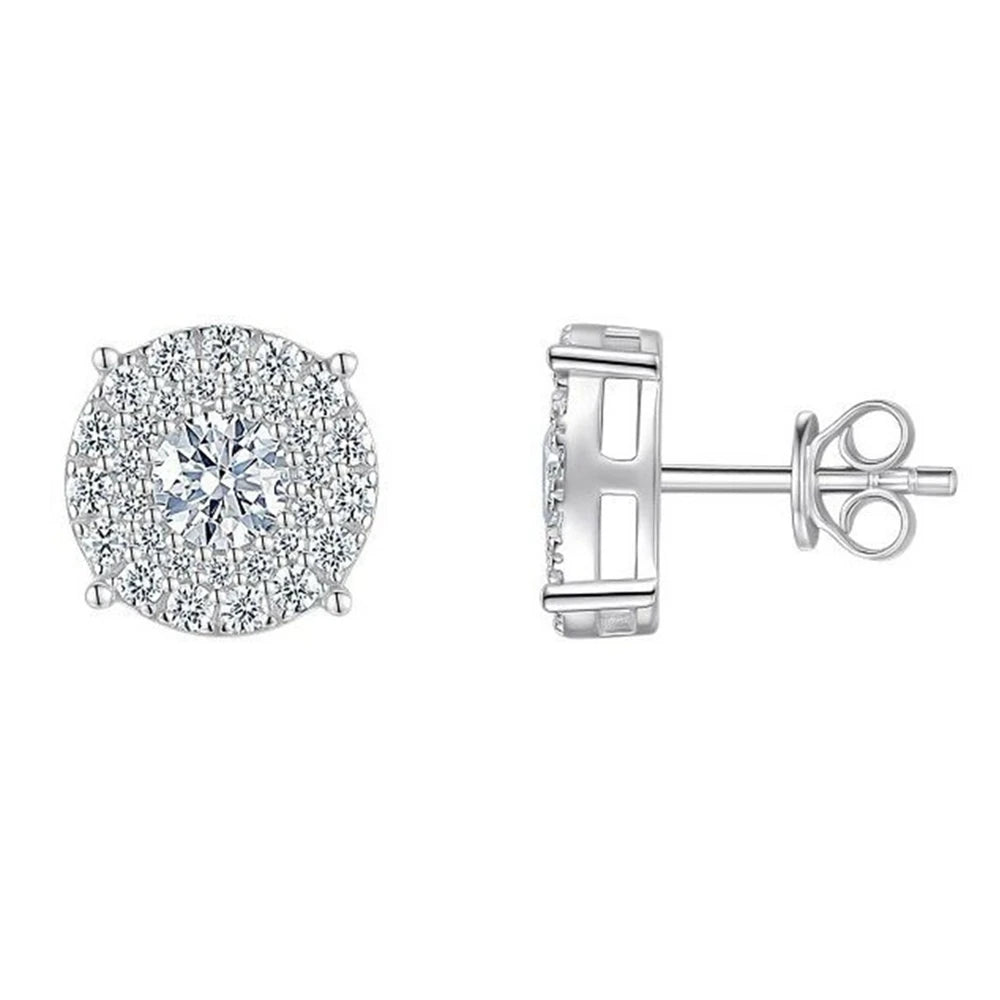 925 Sterling Silver Moissanite Diamond Gemstone Earrings