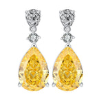 925 Sterling Silver Citrine Water Drop Dangle Earrings