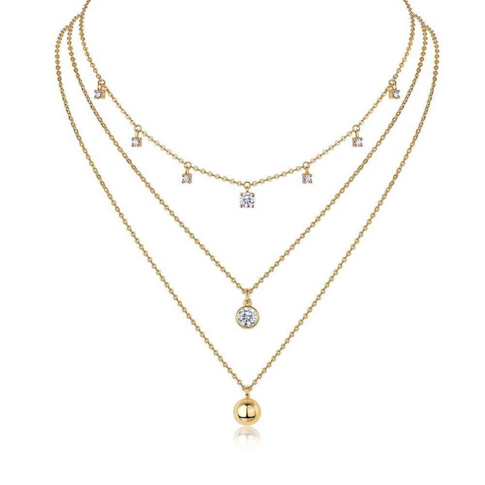 925 Sterling Silver 3PCs Moissanite Pendant Necklace