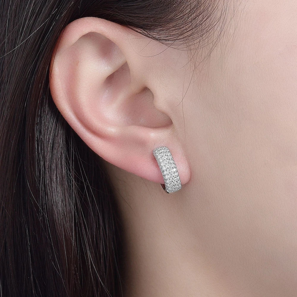 925 Sterling Silver Moissanite Hoop Earrings