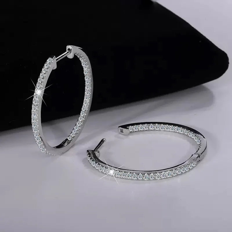 925 Sterling Silver Moissanite Hoop Earrings