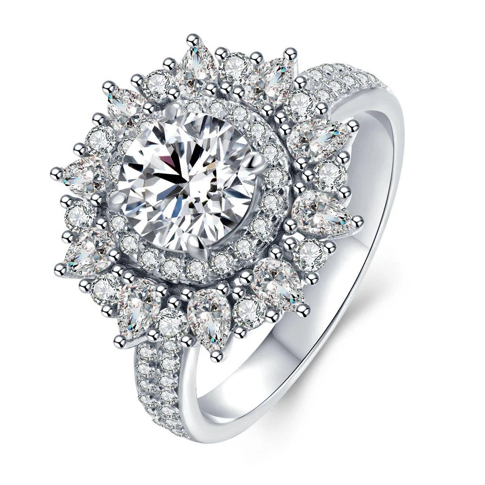 925 Sterling Silver Moissanite Diamonds Gems Luxury Ring 