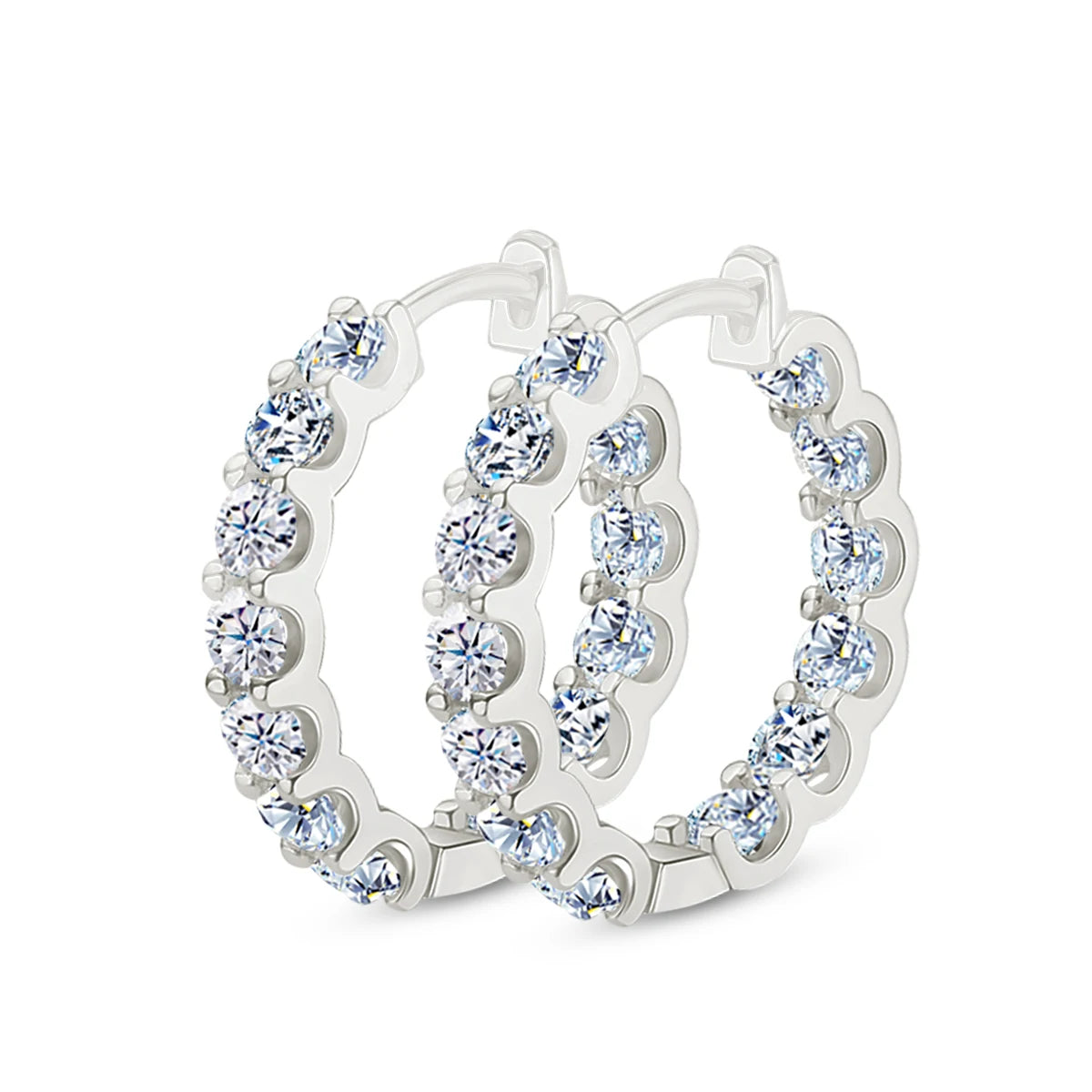 Full Moissanite Hoop Earrings 925 Sterling Silver