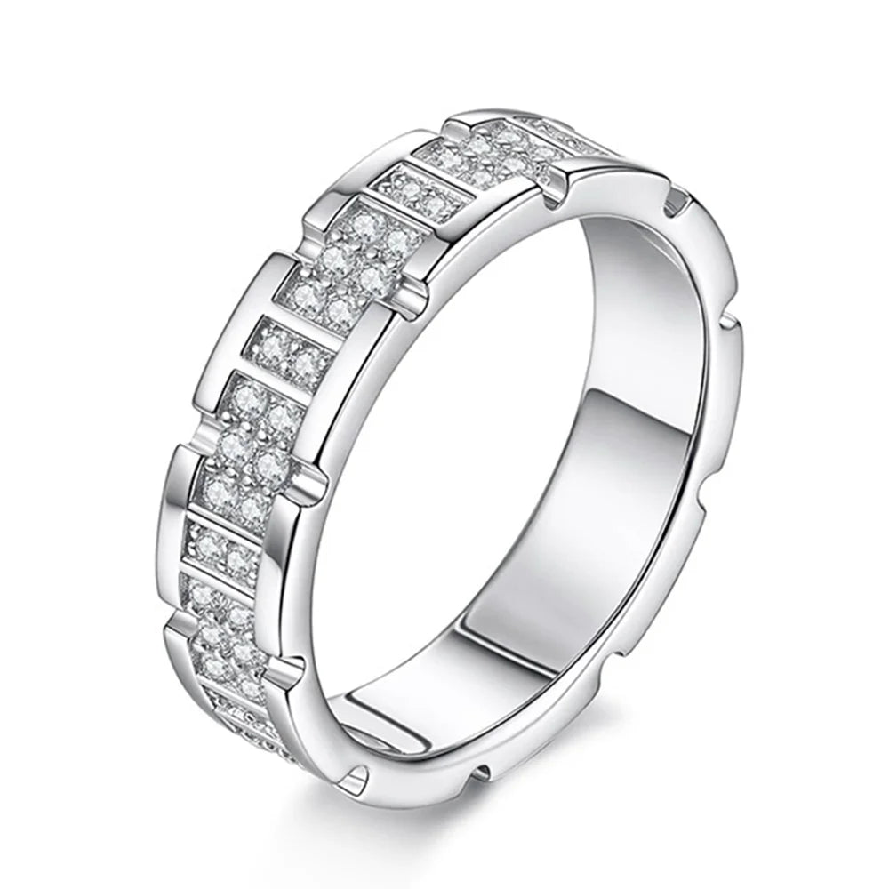 925 Sterling Silver Moissanite Row Ring