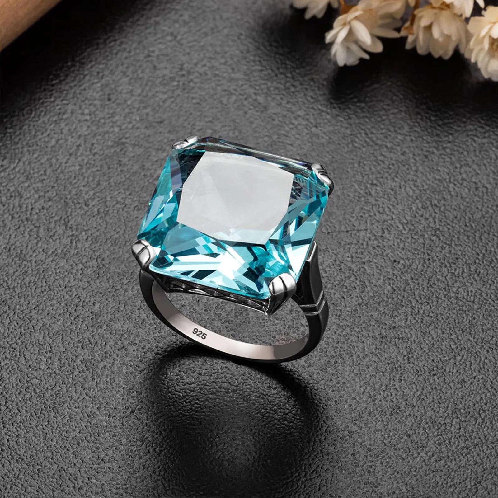 925 Sterling Silver Aquamarine Gemstone Ring
