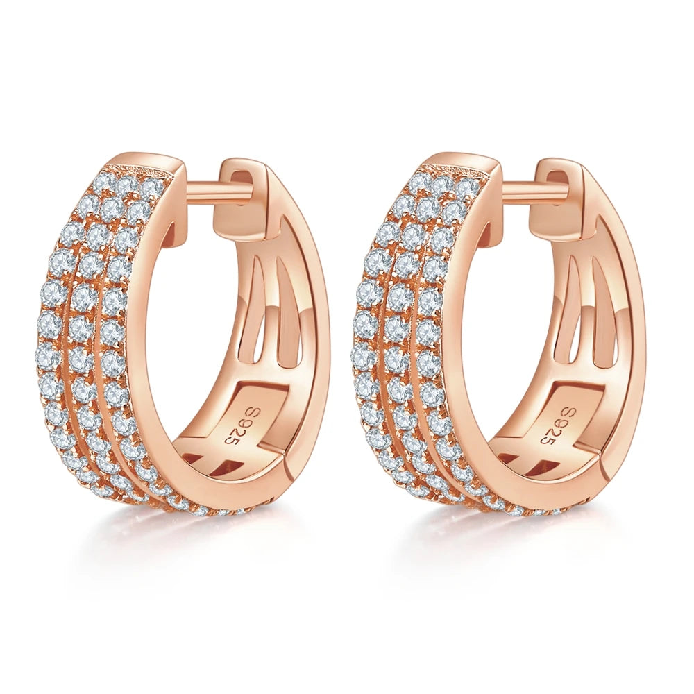 925 Sterling Silver Moissanite Diamonds Gems Women Hoop Earrings