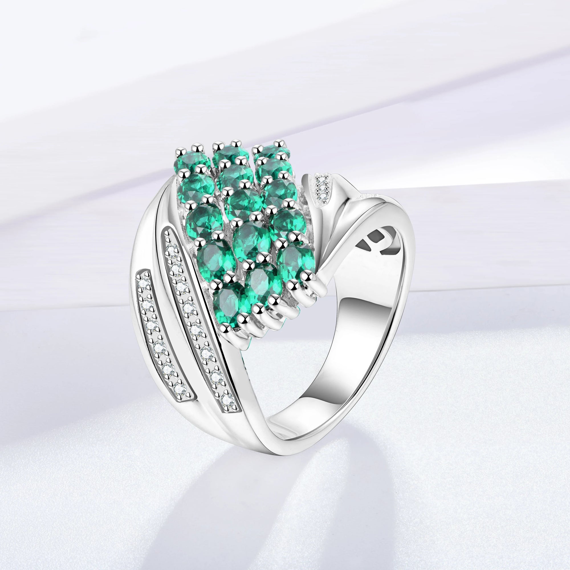 925 Sterling Silver Emerald Ring