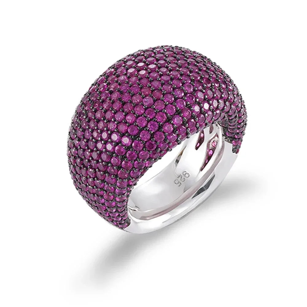925 Sterling Silver Zircon Pave Ring