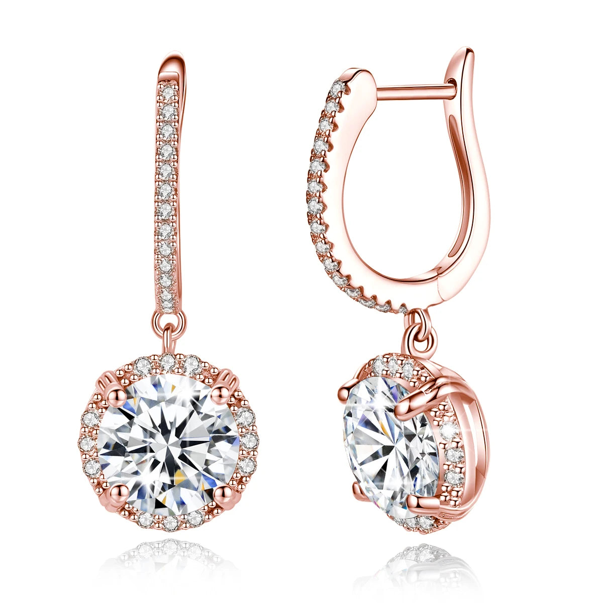 Round Cut Moissanite Drop Earrings