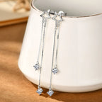 925 Sterling Silver Moissanite Tassel Drop Earrings