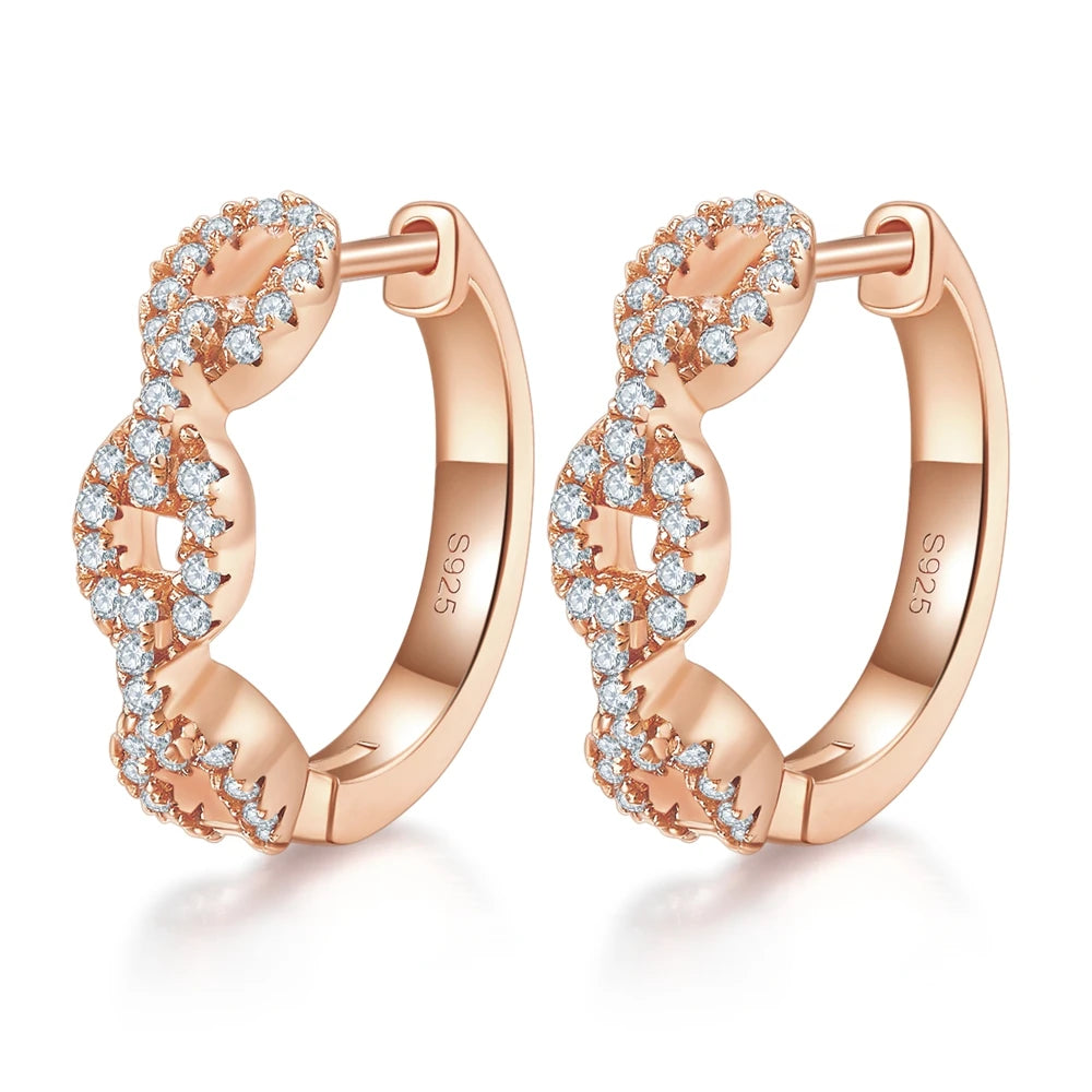 925 Sterling Silver Moissanite Diamonds Gems Hoop Earrings