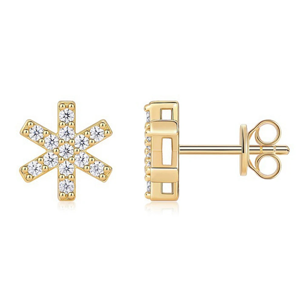 Sterling Silver 925 Moissanite Snowflake Stud Earrings