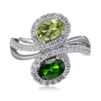 925 Sterling Silver Chrome Diopside and Peridot Ring