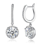 Round Cut Moissanite Drop Earrings