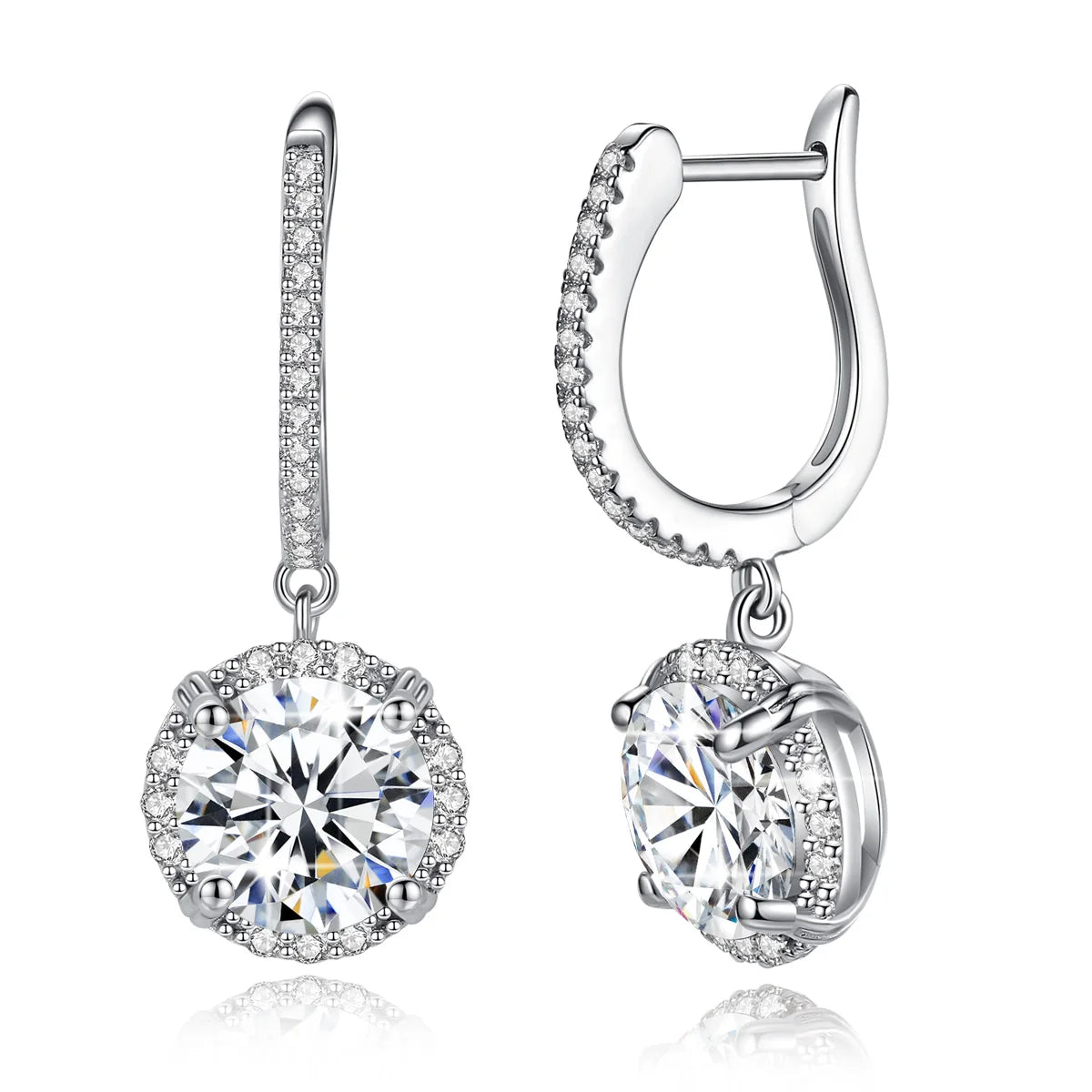 Round Cut Moissanite Drop Earrings