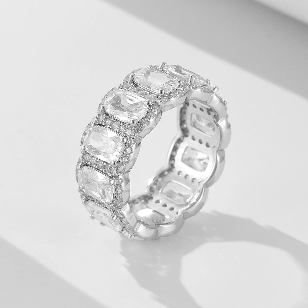 925 Sterling Silver Sapphire Geometric 5PCS Ring