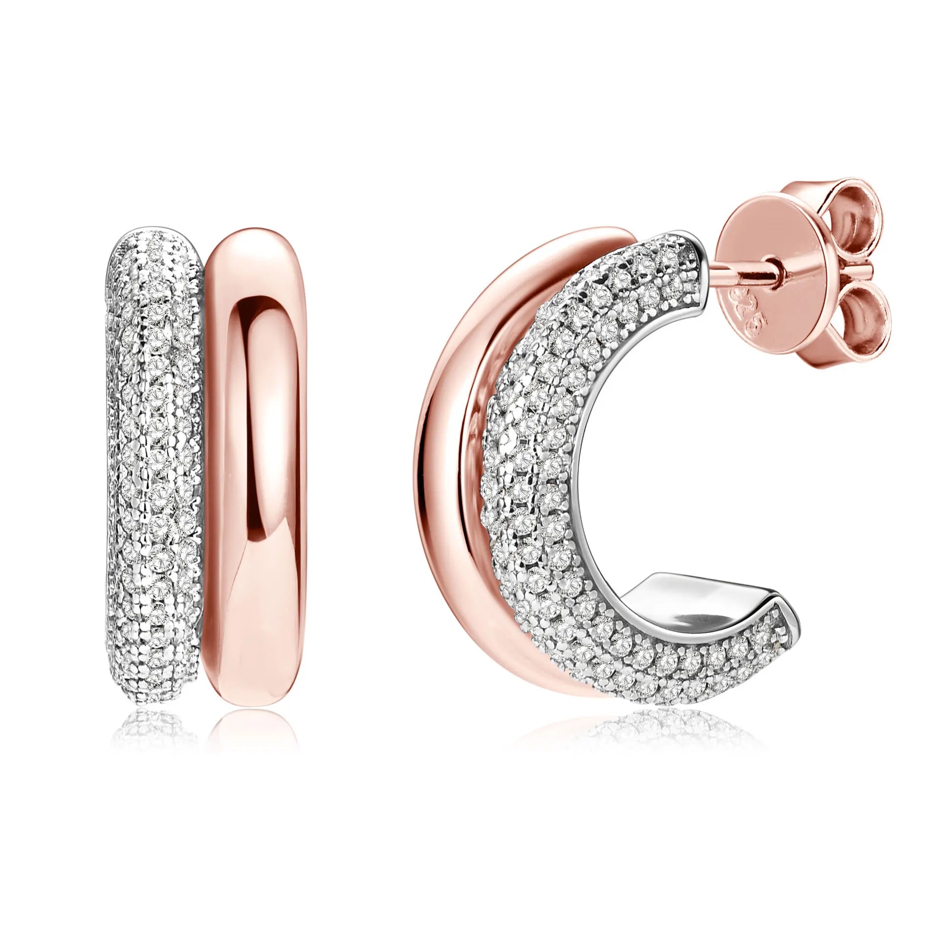 925 Sterling Silver Moissanite C-shaped Hoop Earrings