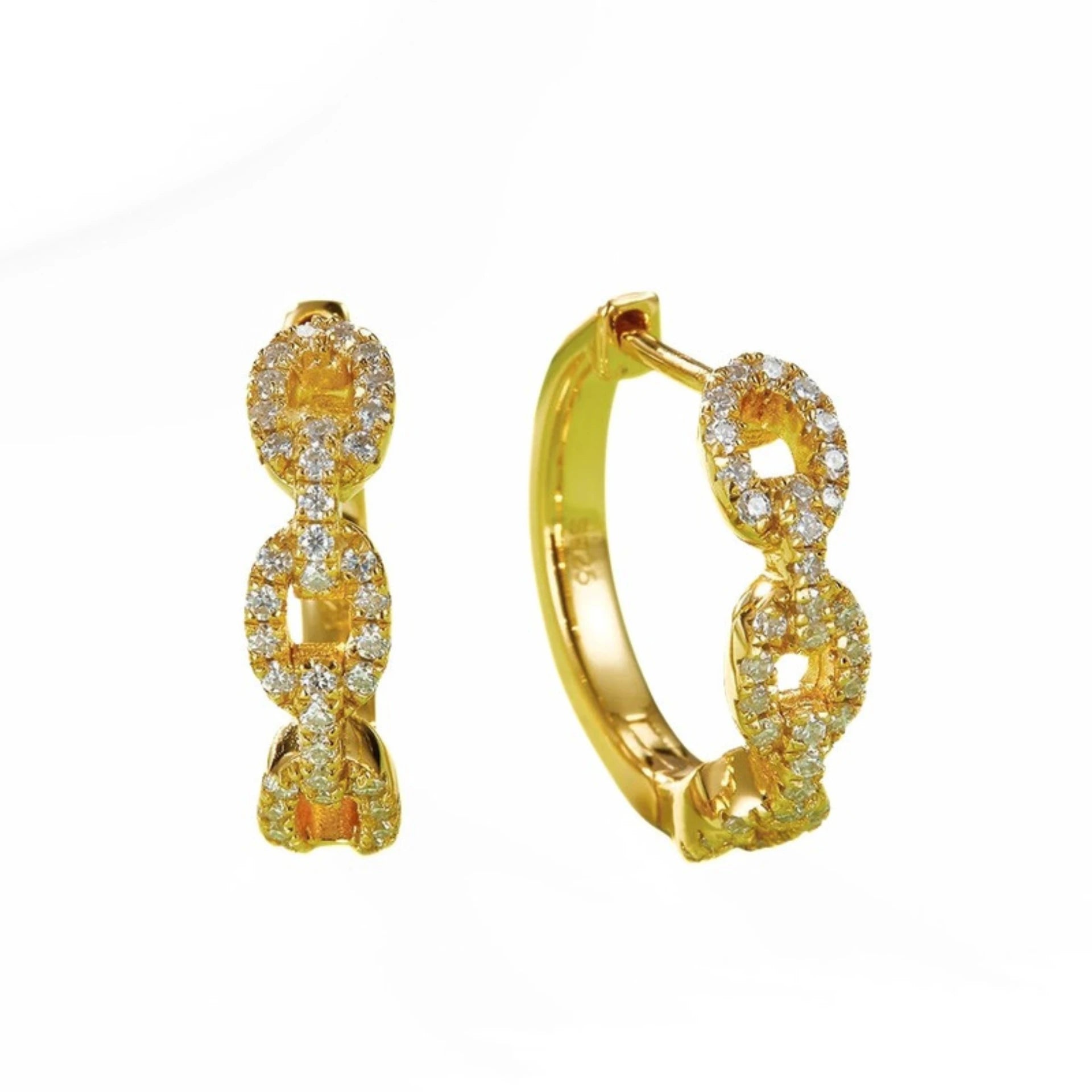 925 Sterling Silver Moissanite Diamonds Gems Hoop Earrings