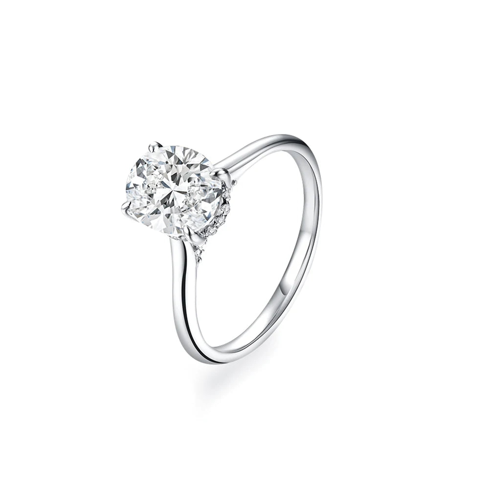 Rhodium Over 925 Sterling Silver Moissanite Ring