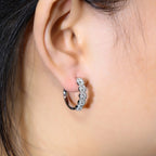 925 Sterling Silver Moissanite Diamonds Gems Hoop Earrings