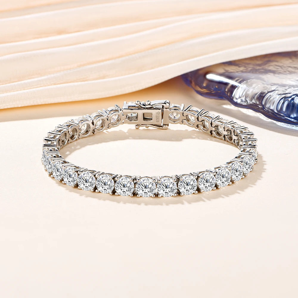 925 Sterling Silver Round Cut Moissanite Tennis Bracelet